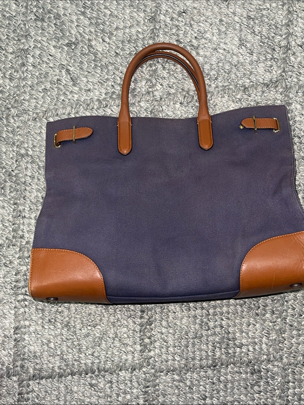 Lauren Ralph Lauren purple Canvas Weekender with Brown Leather Accents
